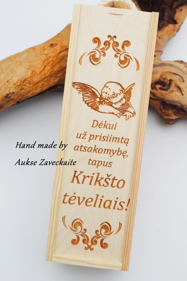 Wooden  Wine Box ,,Dekui uz priimta atsakomybe...,,