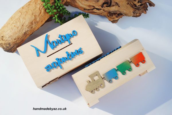Personalised Piggy bank with train ,,Martyno svajonems,,