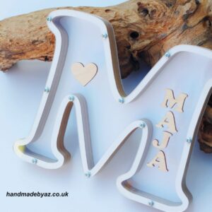 Natural Letter Personalised Name Money Box 20cm.