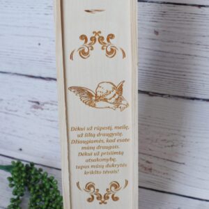 Wooden  Wine Box ,,Dekui uz rupesti,meile..,,