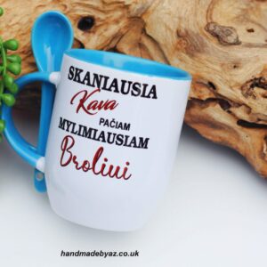Cup with Spoon ,,Skaniausia kava paciam mylimiausiam Broliui,,