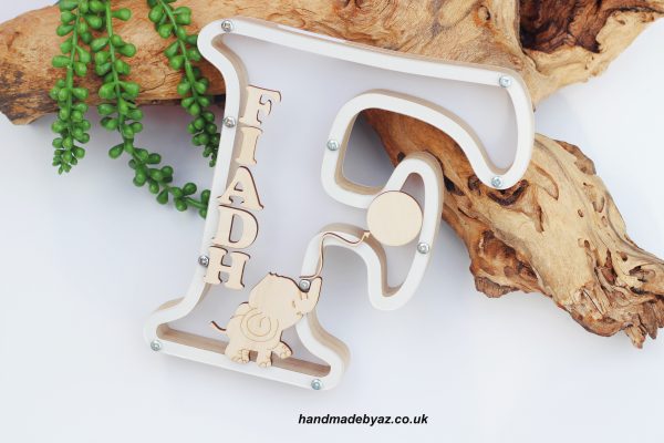 Natural Letter Personalised Name Money Box 20cm. - Image 3