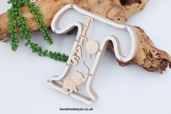 Natural Letter Personalised Name Money Box 20cm. - Image 4