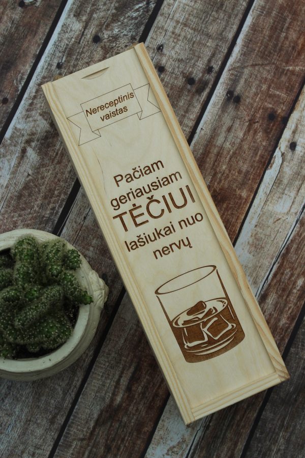 Wooden  Wine Box ,,Paciam geriausiam teciui..,,