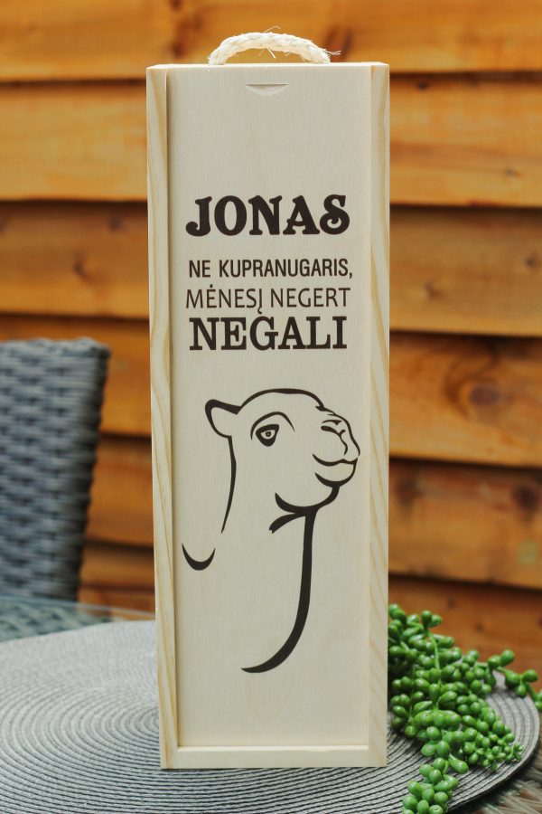 Personalised Wooden  Wine Box ,,Jonas ne kupranugaris..,,