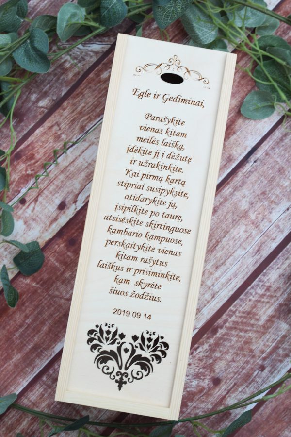 Personalised Wooden  Wine Box ,,Parasykite vienas kitam...,,