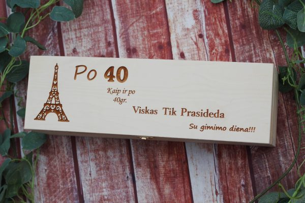 Wooden  Wine Box ,,Po 40 kaip ir po 40g.,,