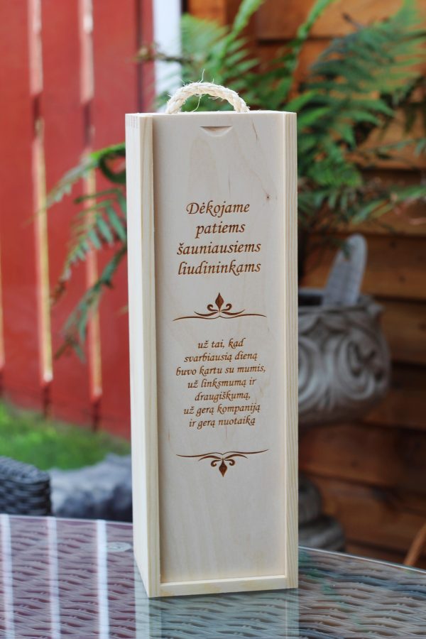 Wooden  Wine Box ,,Dekojame patiems sauniausiems liudininkams,,