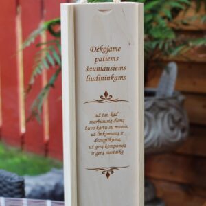 Wooden  Wine Box ,,Dekojame patiems sauniausiems liudininkams,,