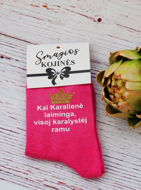 Printed Sock for Women ,,Kai Karaliene laiminga...,,