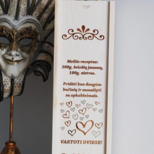 Wooden  Wine Box ,,Meiles receptas,,