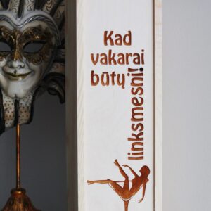 Wooden  Wine Box ,,Kad vakarai butu linksmeni,,