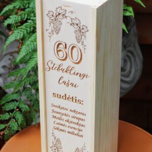 Wooden  Wine Box ,, 60 Stebuklingi lasai...,,