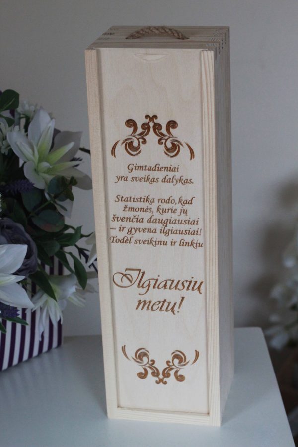 Wooden  Wine Box ,,Gyvenimas yra sveikas dalykas!mm