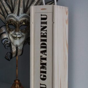 Wooden  Wine Box ,,Su Gimtadieniu,,