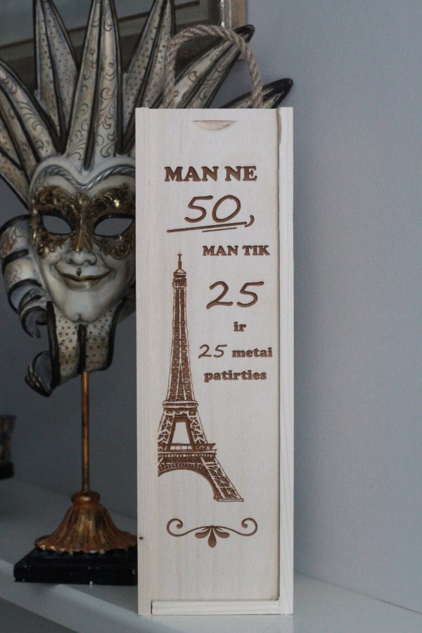 Wooden  Wine Box ,,Man ne 50,man tik 25..,,