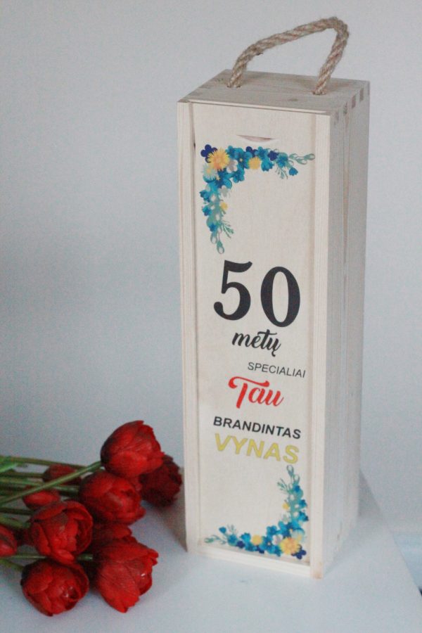 Wooden  Wine Box ,,50 metu specialiai Tau...,,