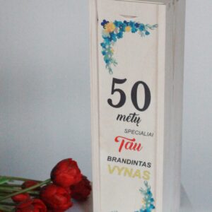 Wooden  Wine Box ,,50 metu specialiai Tau...,,