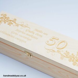 Wooden  Wine Box ,, 50 Meiles sau...,,