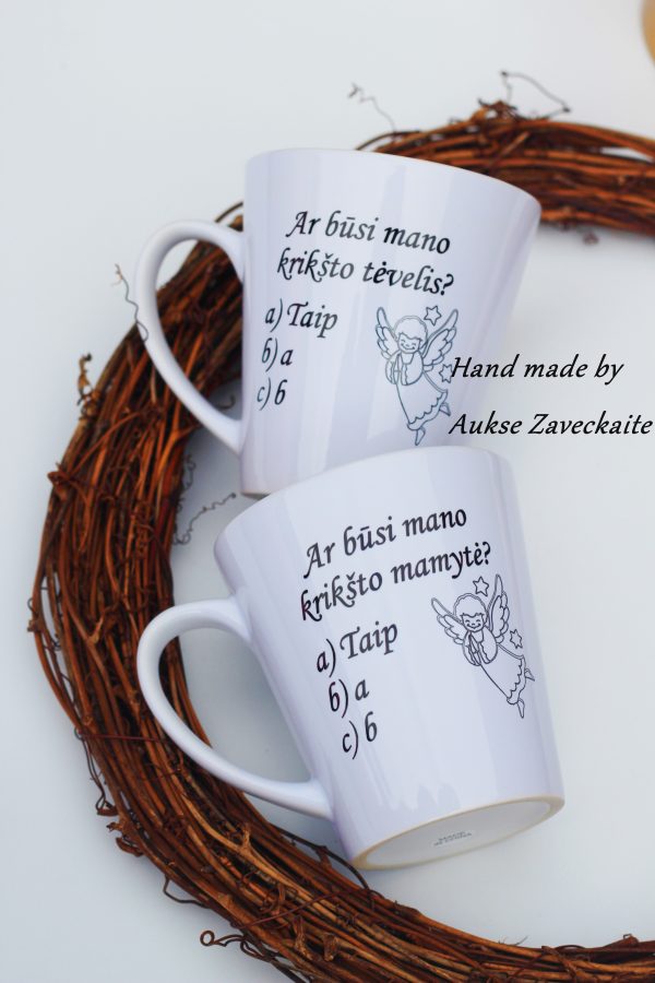 Latte Cups set ,,Ar busi mano Kriksto Tevelis & Mamyte?,,
