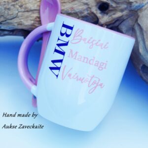 Cup with Spoon ,,Baisiai mandagi vairuotoja,,