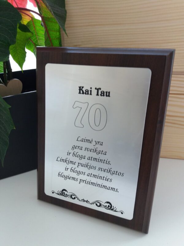 Greeting Plaque ,,Kai Tau 70...,,