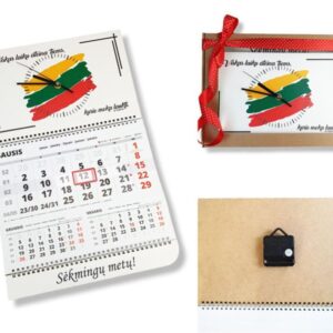 Wall calendar with clock ,,Viskas laiku ateina tiems,,
