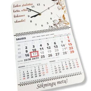 Wall calendar with clock ,,Laikas praleistas kartu...,,