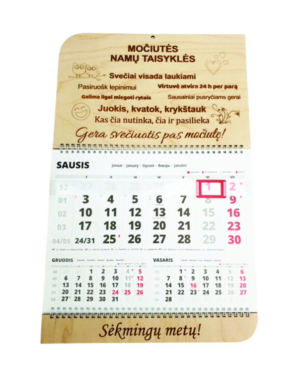 Wall calendar ,,Mociutes namu taisykles,,