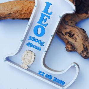 Letter Personalised Name Money Box with born information