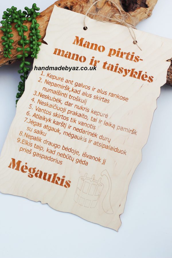 Hanging sign ,,Mano pirtis-mano ir taisykles,,