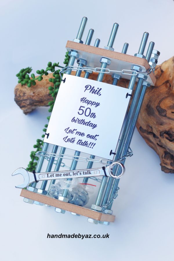 Personalised Metal Bottle Cage,,Phil,Happy Birthday...,,