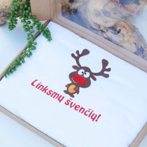 Towel with cardboard box ,,Linksmu svenciu,,
