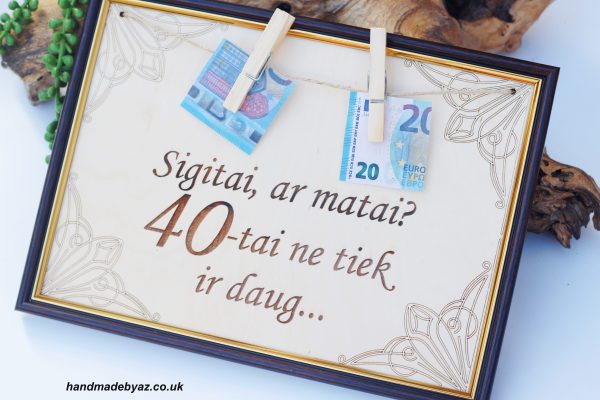Personalised Money Frame ,,Sigitai,Ar matai?,,