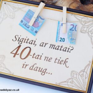 Personalised Money Frame ,,Sigitai,Ar matai?,,