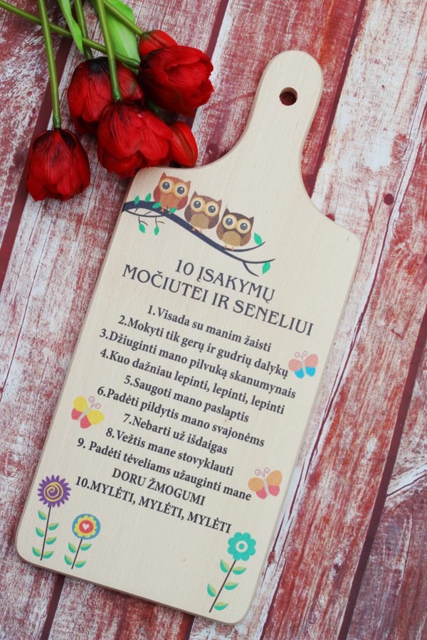 Cutting board ,,10 isakymu mociutei ir seneliui,,new