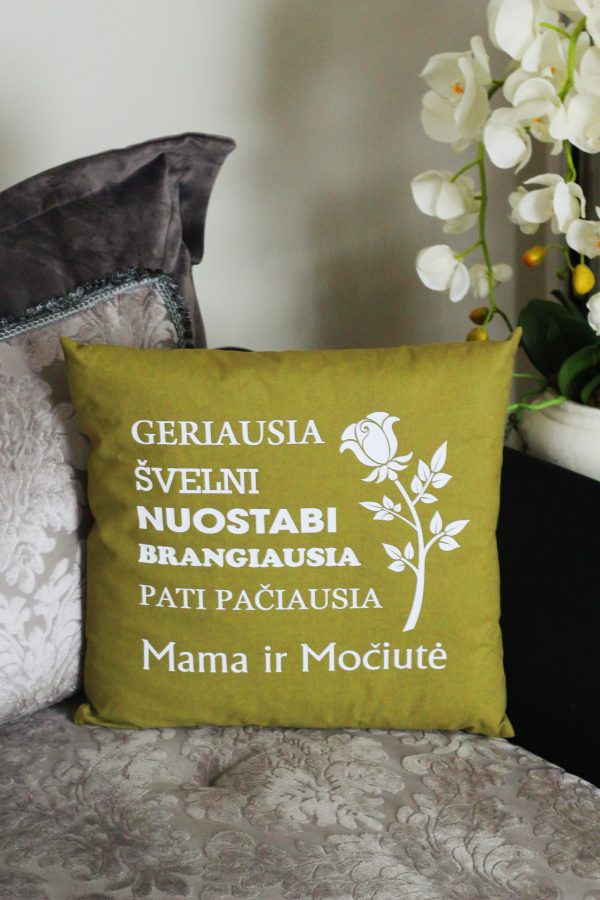 Pillow with print ,,Mama ir Mociute,,