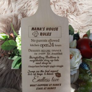 Cutting board ,,Nana's house rules,,