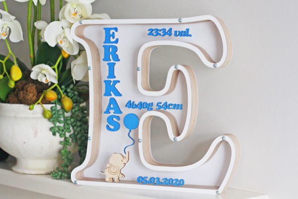 Letter Personalised Name Money Box with born information 40cm - Image 4