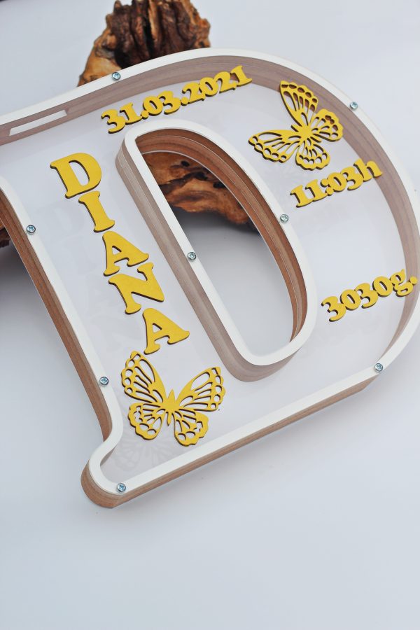 Letter Personalised Name Money Box with born information 40cm - Image 3