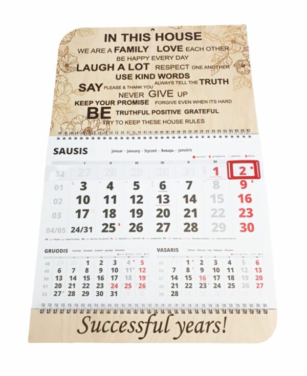 Wall calendar ,,In this house,,