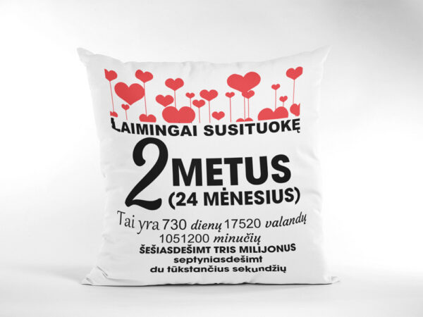 Pillow with print ,,Laimingai susituoke..,,