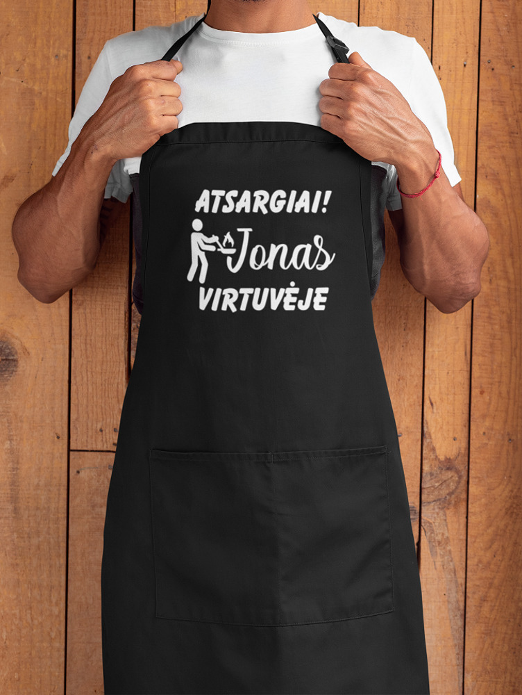 Personalised Apron ,, Atsargiai! Jonas virtuveje,,