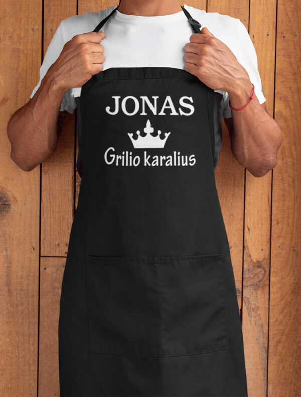 Personalised Apron ,, Jonas grilio karalius,,