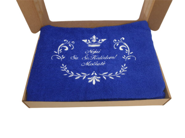 Personalised Towel with cardboard box ,,Nojui,su sv. Kaledom,,