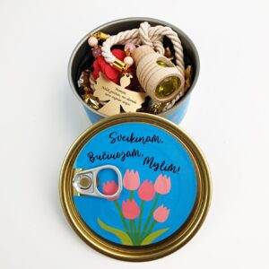 Gift canned ,,Sveikinam,Buciuojam,Mylim,,