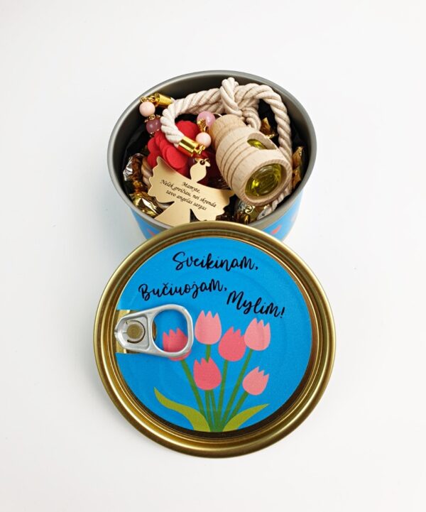 Gift canned ,,Sveikinam,Buciuojam,Mylim,,