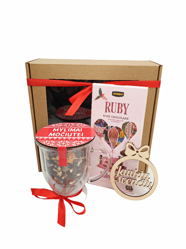 Double Walled Glass Mug set ,,Mylimai mociutei,,