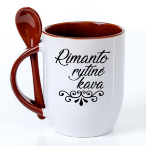 Personalised Cup with Spoon ,,Rimanto rytine kava,,