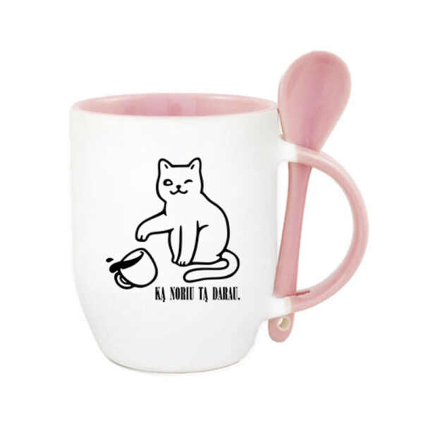 Cup with Spoon ,,Ka noriu,ta darau,,
